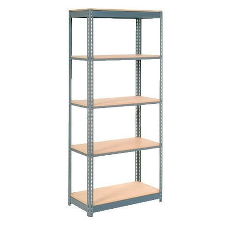 Global Industrial 5 Shelf, Boltless Shelving, Starter, 48inW x 24inD x 72inH, Wood Deck 255667